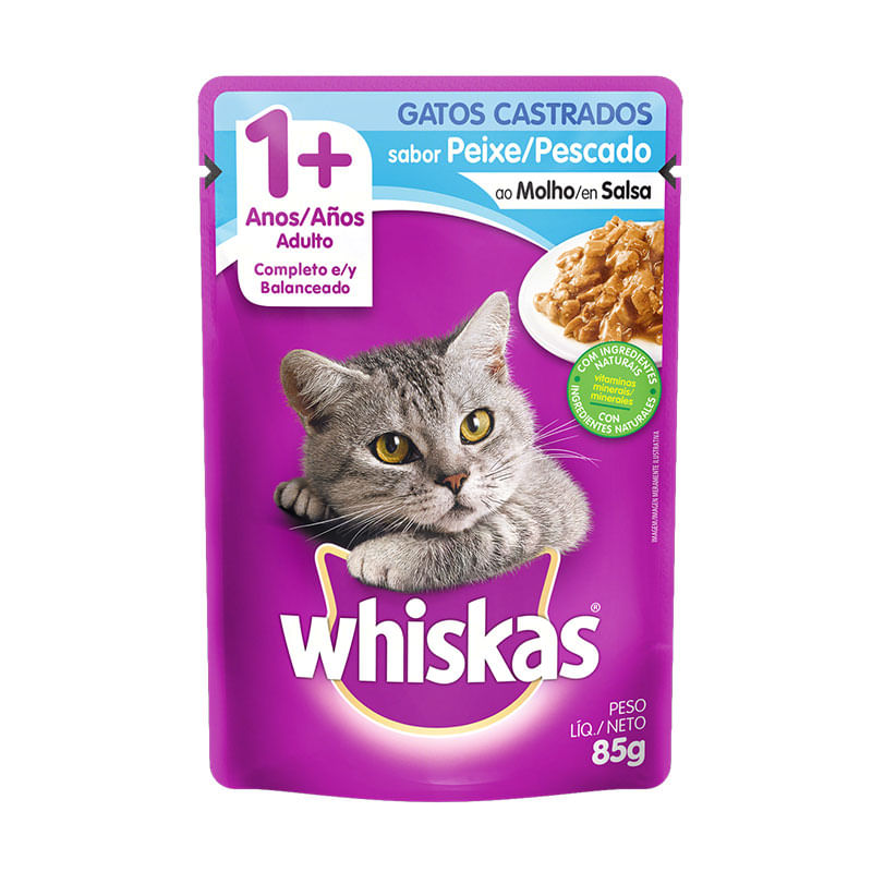 Ração Whiskas Sachê Castrados Peixe 85g