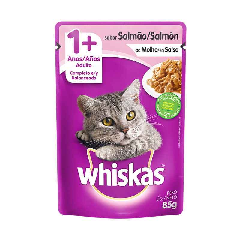 Ração Whiskas Sachê Adulto Salmão 85g