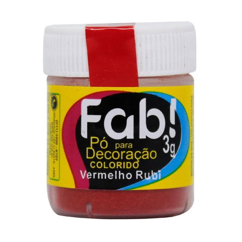 Pó para Decoração Fab! 3g Vermelho Rubi