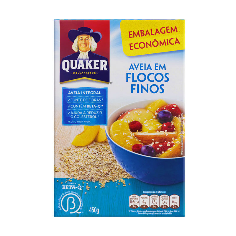 Aveia Quaker 450g Flocos Finos