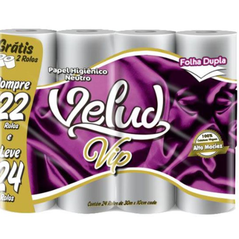 Papel Higiênico Velud Folha Dupla 30m 24 Rolos