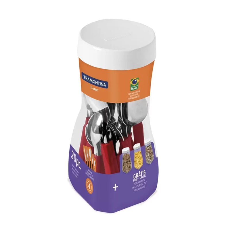 Faqueiro Tramontina Inox 20 Peças Leme Vermelho