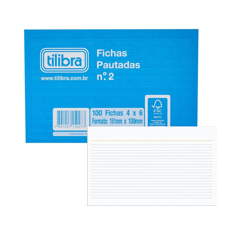 Ficha Pautada Número 2 4cmx6cm Tilibra 1x100 Folhas