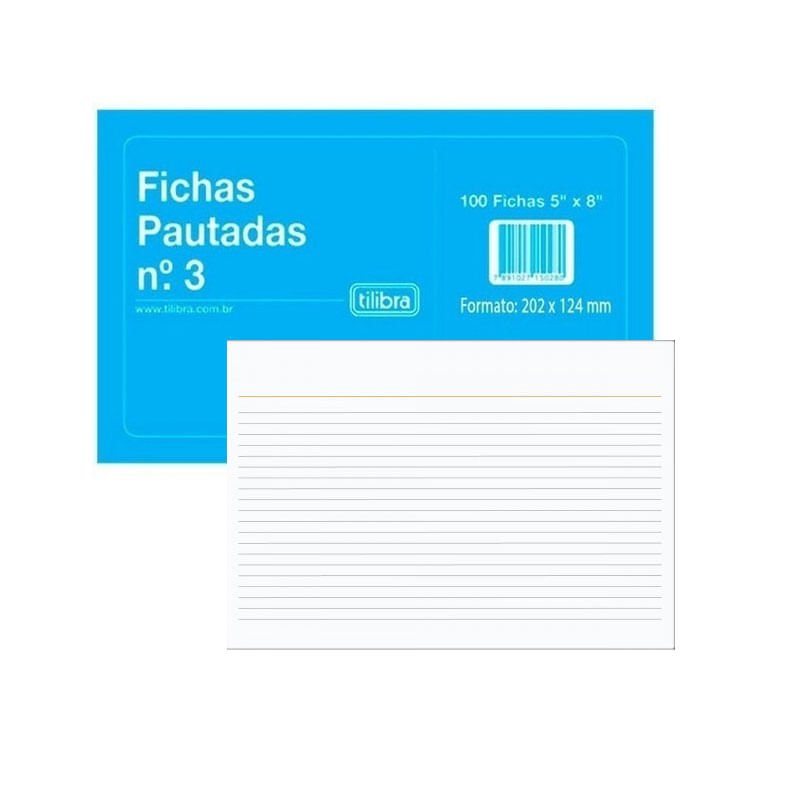 Ficha Pautada Número 3 5cmx8cm Tilibra 1x100 Folhas