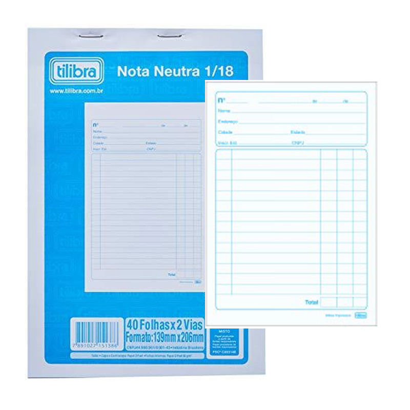 Nota Neutra 1/8 Médio Tilibra 40x2 Vias 1 Unidade