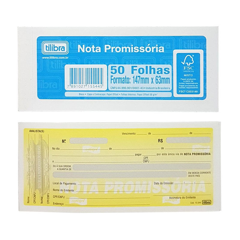 Promissória Pequena Tilibra 50 Folhas