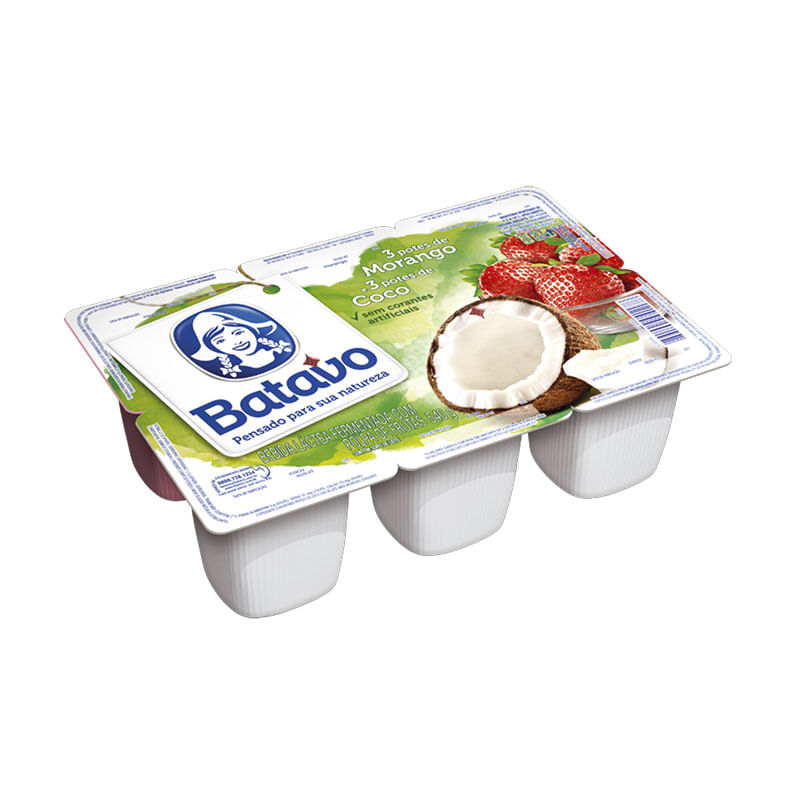 Bebida Lacta Fermentada Polpa Batavo Morango com Coco 540g