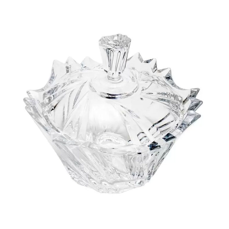 Potiche Decorativo Cristal Chumbo com Tampa Ikaro 13X11cm