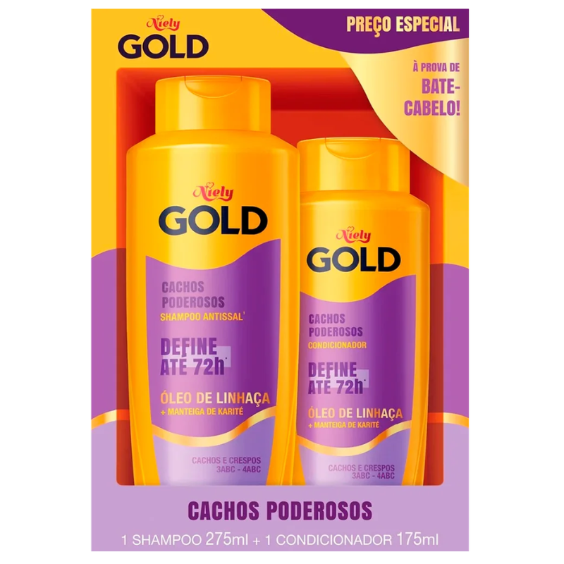 Shampoo 275ml + Condicionador 175ml Niely Gold Cachos do Seu Jeito