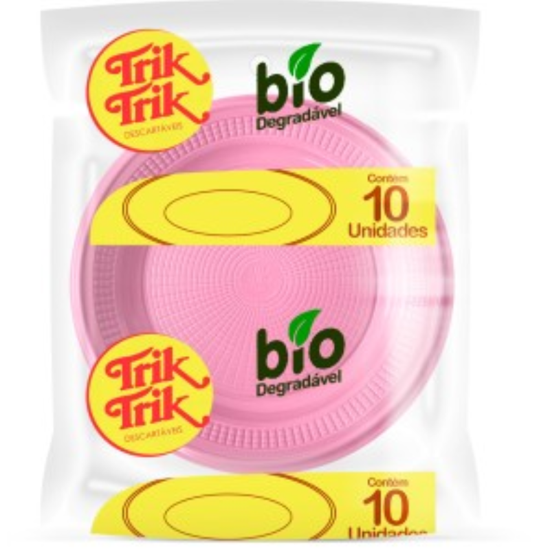Prato Biodegradável Trik Trik 15cm Rosa 1X10un