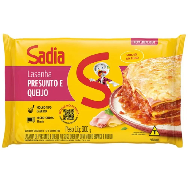 Lasanha Presunto e Queijo ao Sugo Sadia 600g 