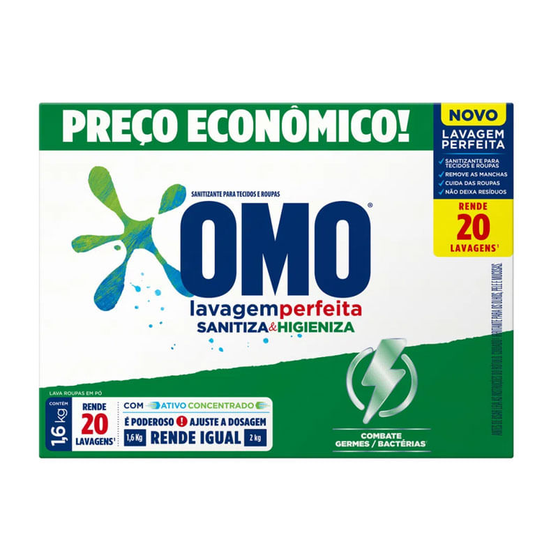 Sabão em Pó Omo Lavagem Perfeita Caixa 1,6kg