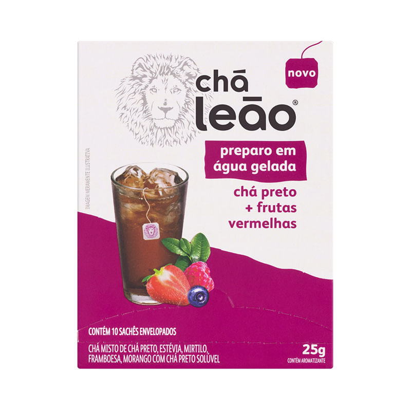 Chá Leão Gelado Preto Frutas Vermelhas 25g