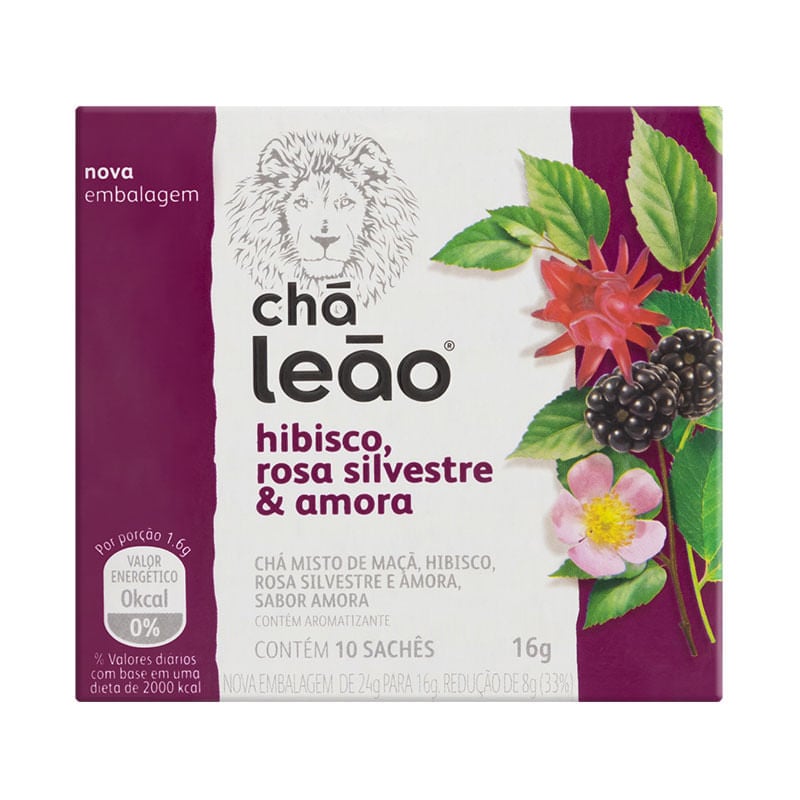 Chá Leão Hibisco Rosa Silvestre & Amora 16g