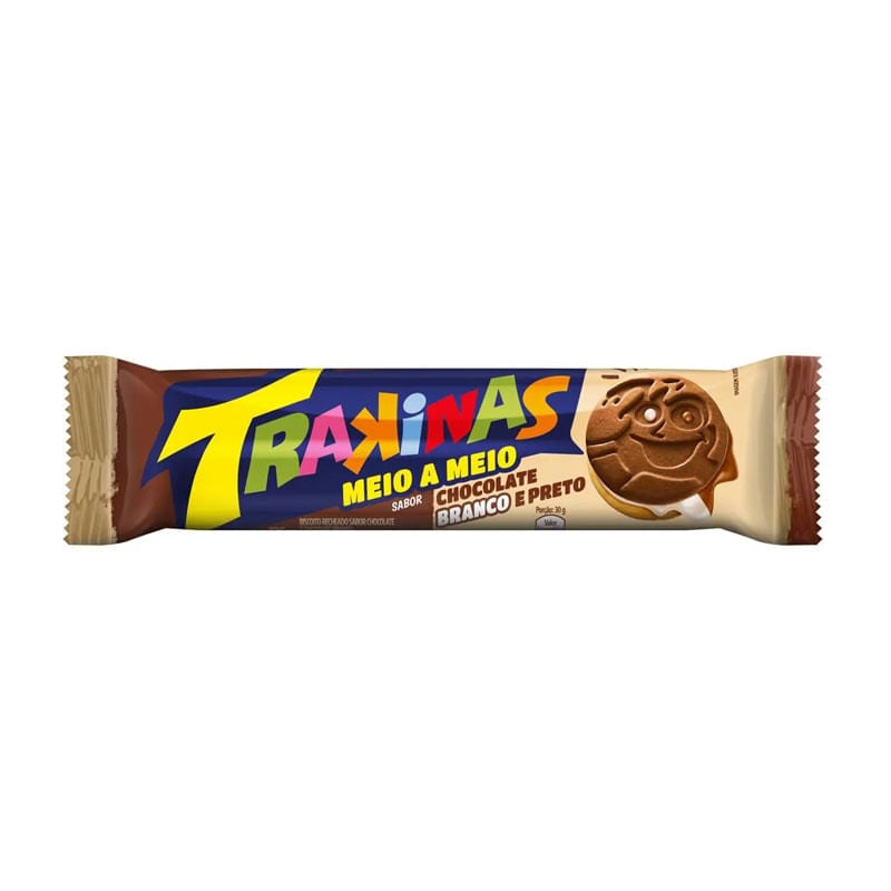 Biscoito Trakinas Chocolate Branco e Preto 126g