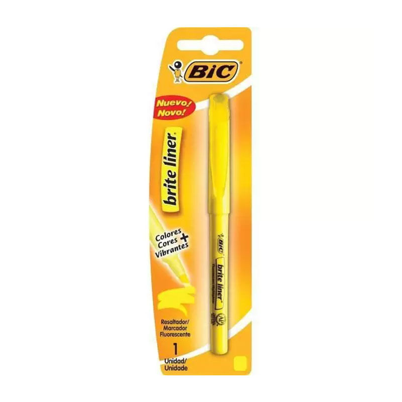 Marca Texto Amarelo Brite Liner Bic Com 1 Unidade
