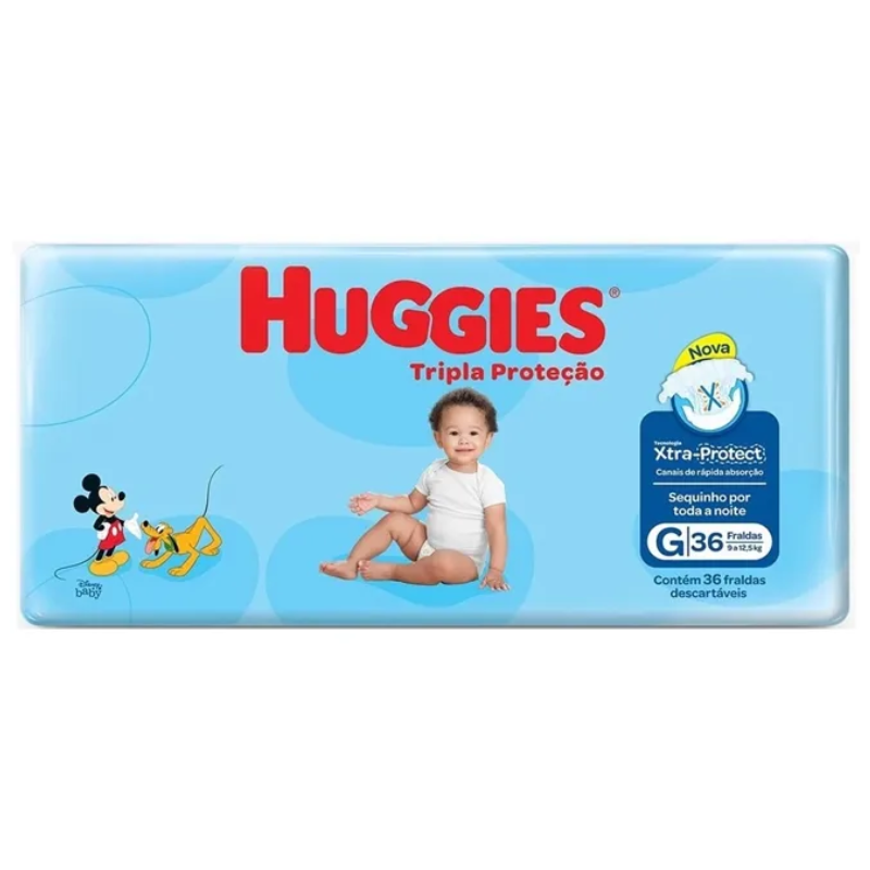 Fralda Descartável Huggies Mega Tripla Proteção G 36un