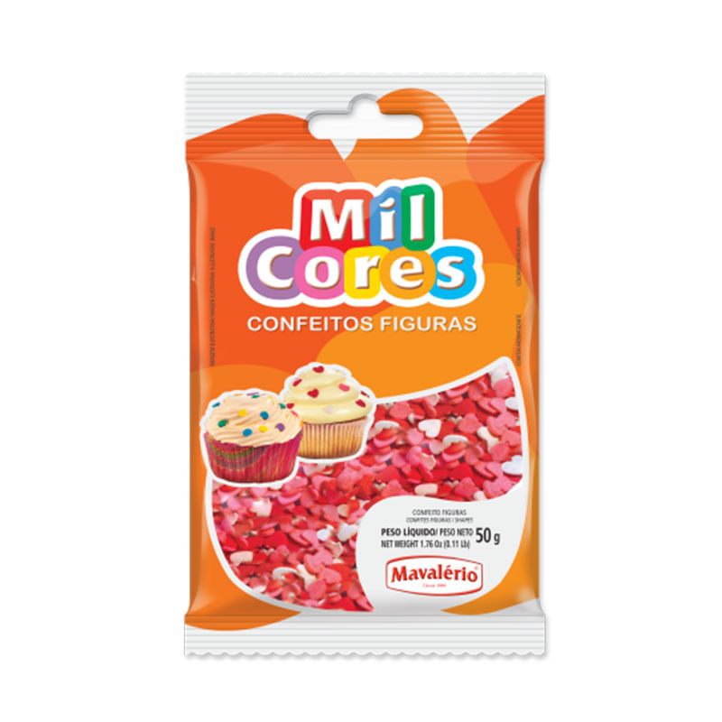 Confeito Figura Mini Coração Mil Cores 50g