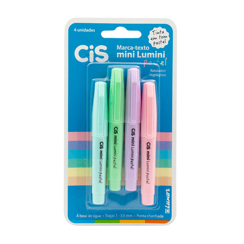 Marca Texto Mini Lumini Pastel CIS 4 Cores