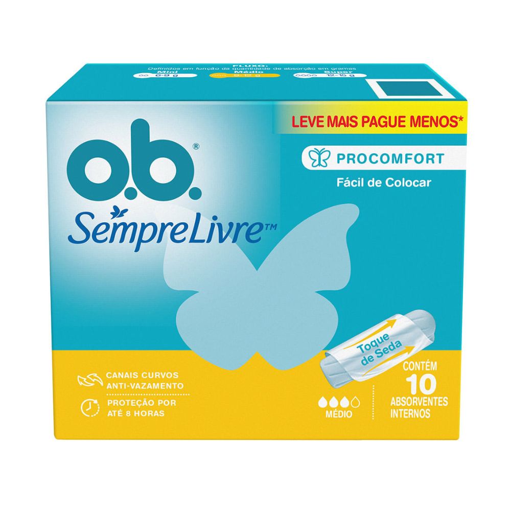 Absorvente Interno OB Médio Leve 10 Pague 8