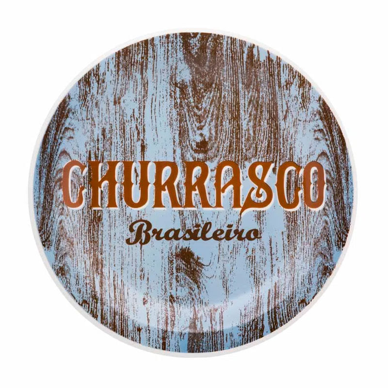 Prato Oxford Churrasco Brasileiro 26cm Azul