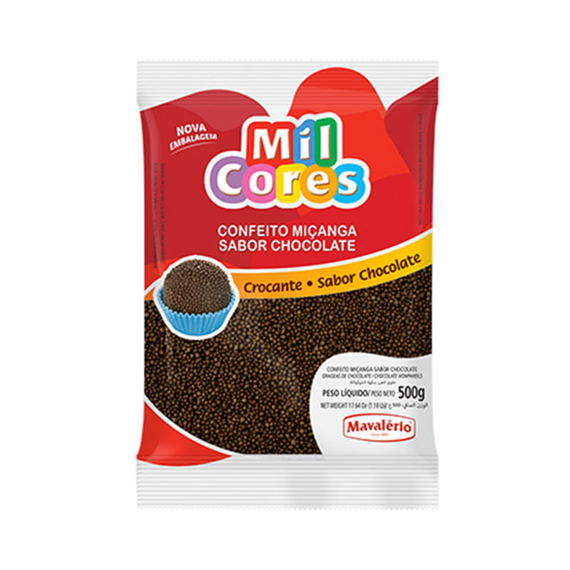 Confeito Miçanga Mil Cores N 0 500g Sabor Chocolate