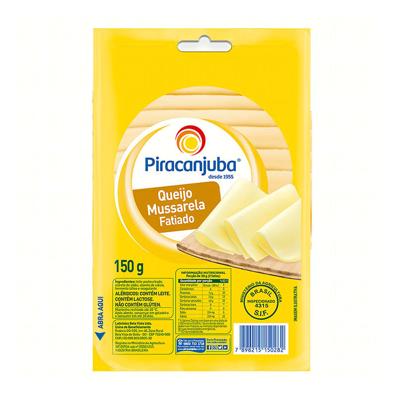 Queijo Mussarela Piracanjuba Fatiado 150g
