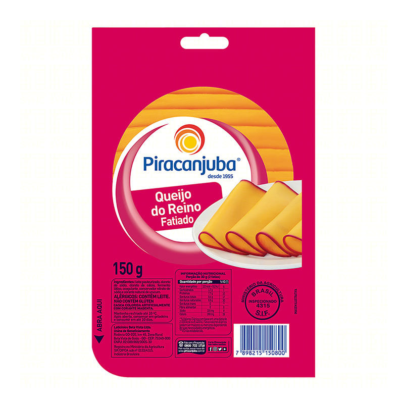 Queijo Reino Piracanjuba Fatiado 150g