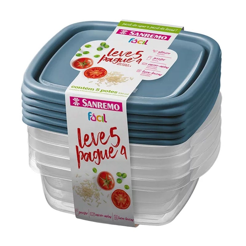 Conjunto Leve 5 Pague 4 Pote de Plástico Sanremo 530ml SR124/7