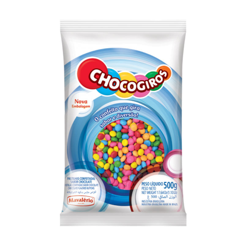 Mini Pastilha Confeitada Chocolate Chocogiros 500g