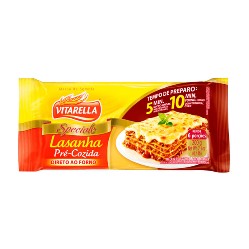 Macarrão Lasanha Vitarella Pré-Cozida 200g