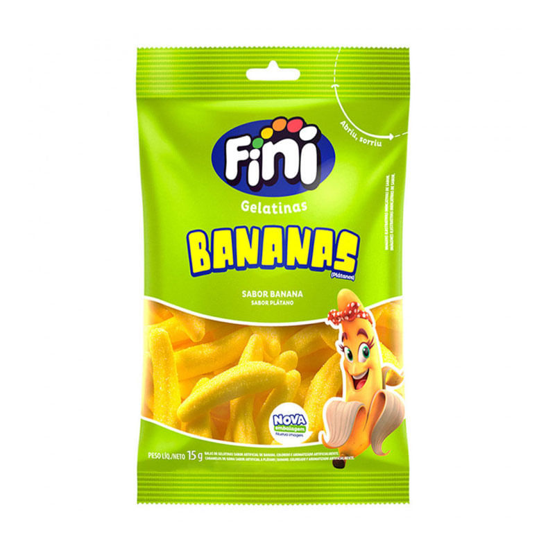 Bala Gelatina Fini 15g Bananas