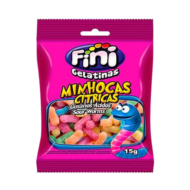 Bala Gelatina Fini 15g Minhocas Cítricos