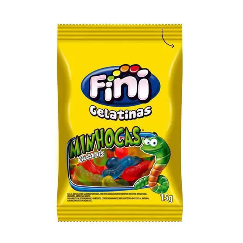 Bala Gelatina Fini 15g Minhocas
