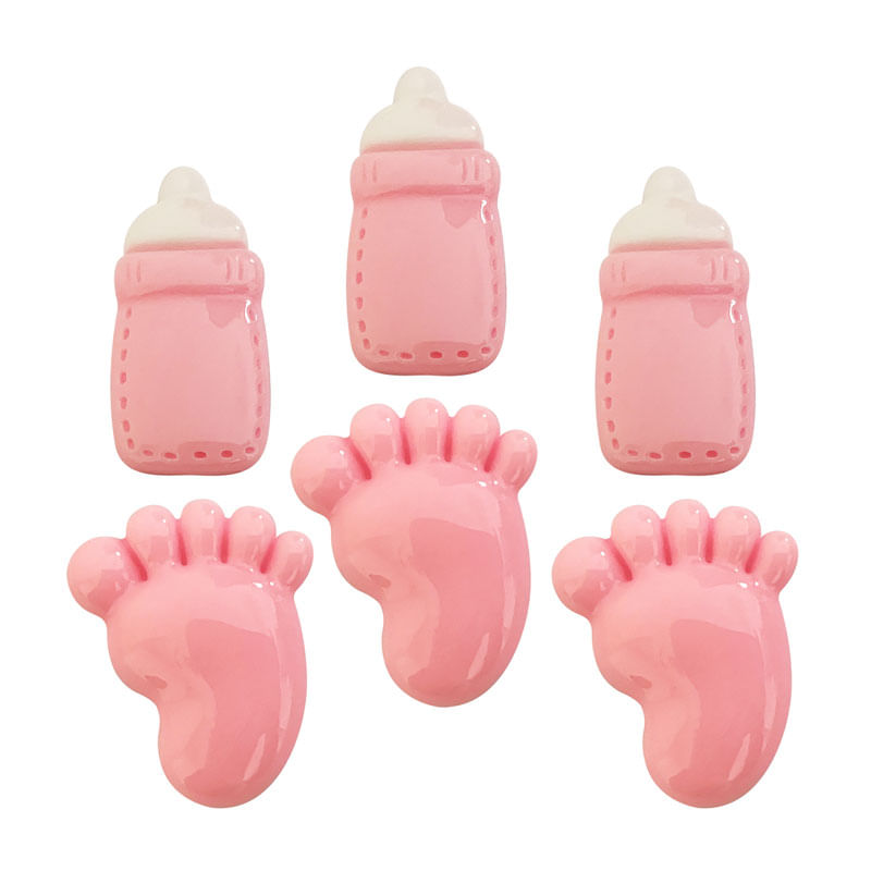 Aplique Charms para Decoração Baby Menina com 6un