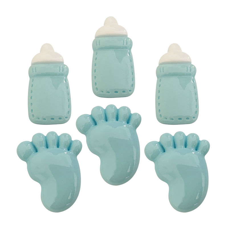 Aplique Charms para Decoração Baby Menino com 6un