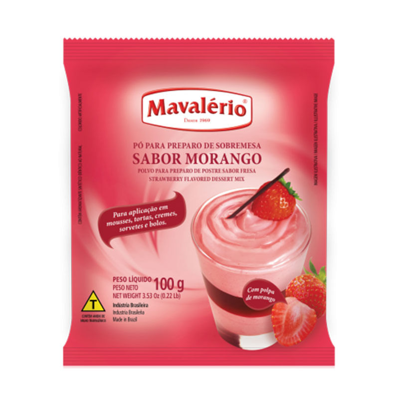 Pó para Preparo de Sobremesa Sabor Morango 100g