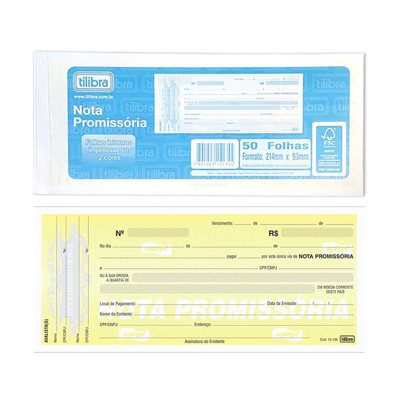 Promissória Grande Tilibra 50 Folhas