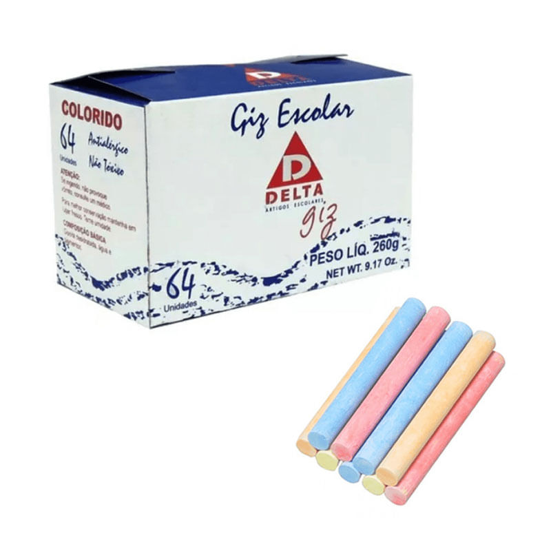 Giz Delta Escolar Cores 1x64 Unidades