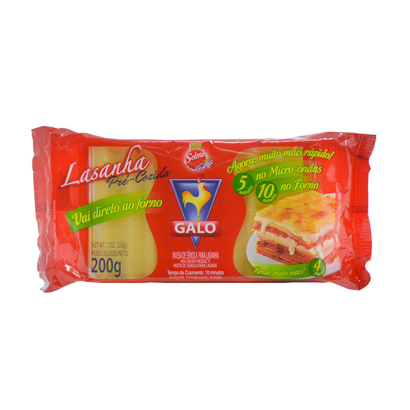Macarrão Lasanha Galo Pré-Cozido 200g