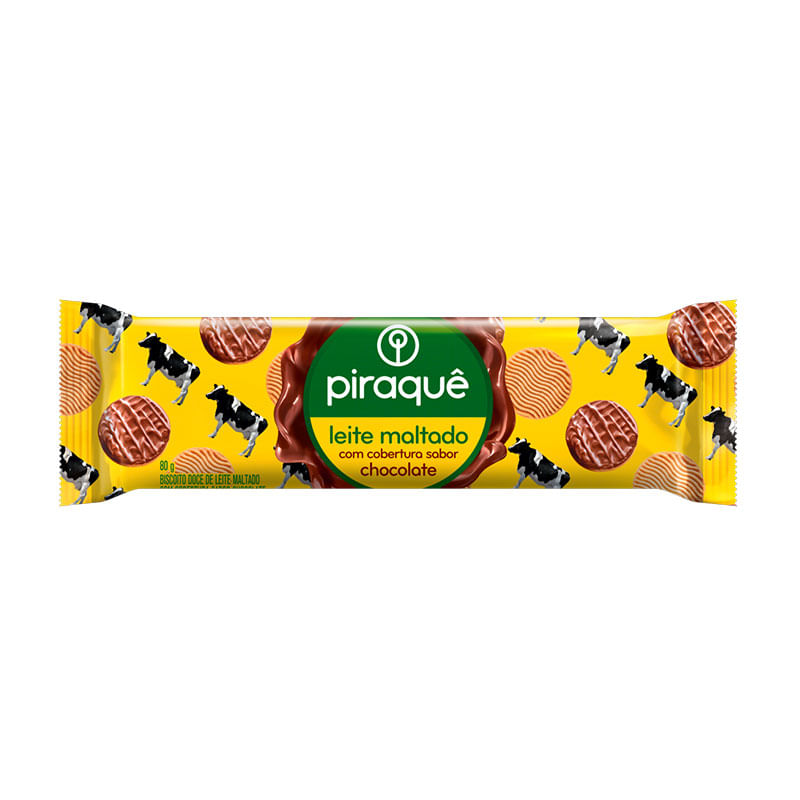 Biscoito de Leite Maltado Piraquê Cobertura de Chocolate 80g 