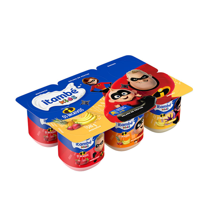 Iogurte Itambé Kids Morango/Salada de Frutas e Banana Bandeja 540g
