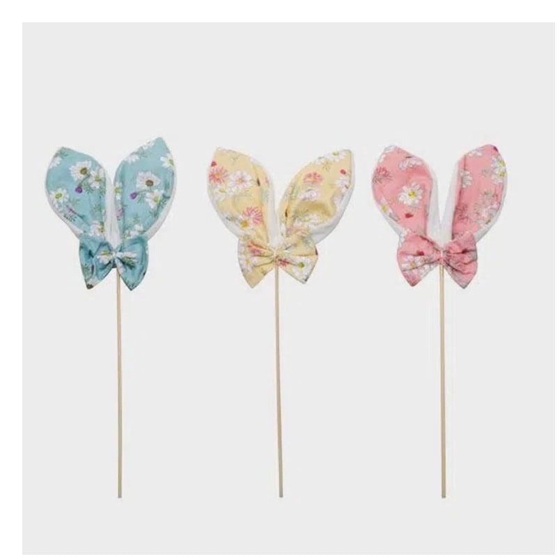 Pick Orelha Coelho Florido Sortido Rosa Azul Amarelo 15cm