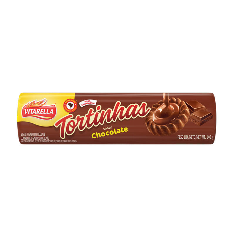 Biscoito Tortinha Recheada Vitarella Chocolate 140g