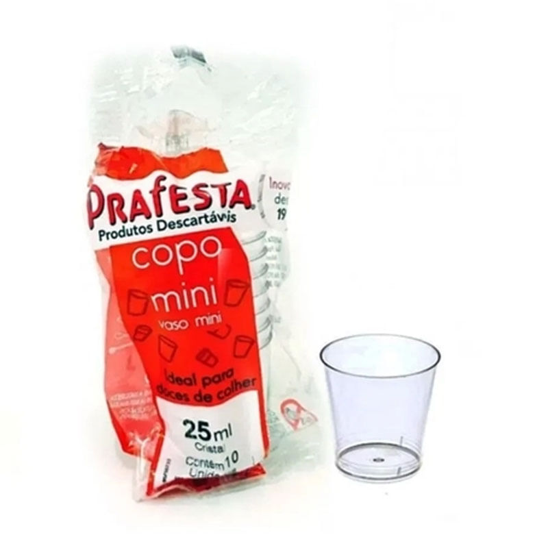 Copo Descartável Mini 25ml 10un Cristal Prafesta