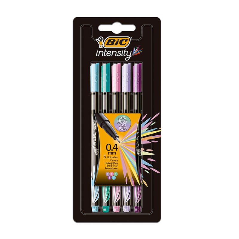 Caneta Esferográfica Ultra Fina Intensity Sortidas Pastel Bic 5 Unidades