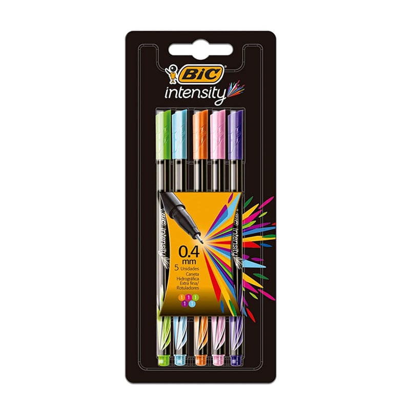 Caneta Esferográfica Ultra Fina Sortidas Intensity Bic 5 Unidades