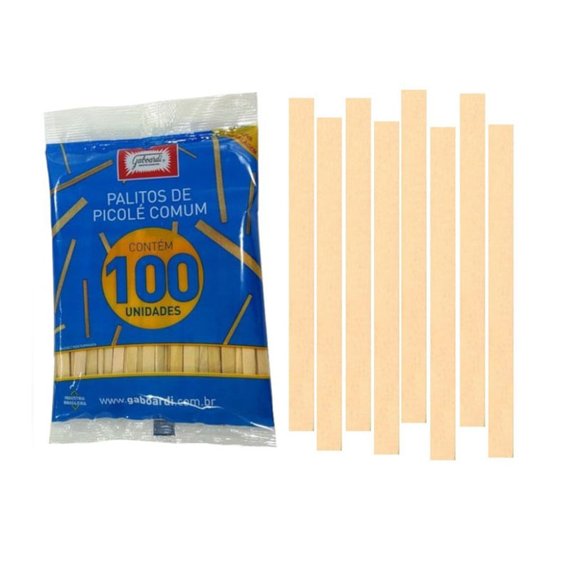 Palitos de Picolé Comum Gaboardi 100un