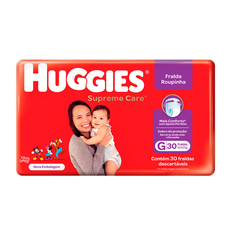 Fralda Descartável Huggies Veste Fácil Supreme Mega G 30un
