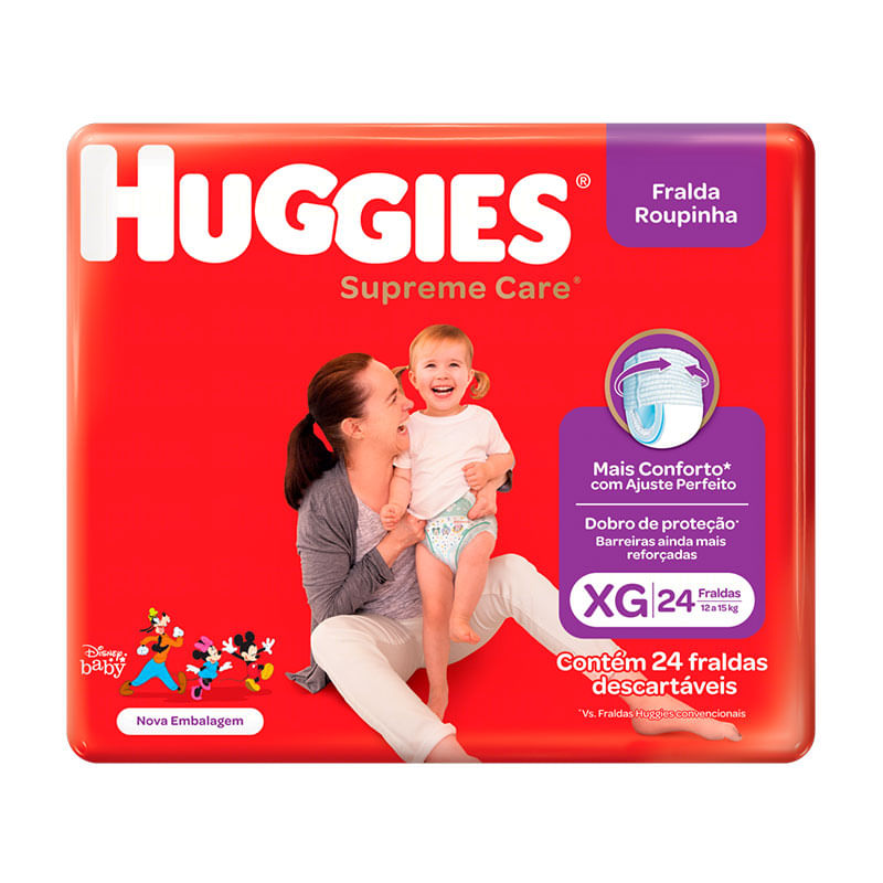 Fralda Descartável Huggies Veste Fácil Supreme Mega XG 24un